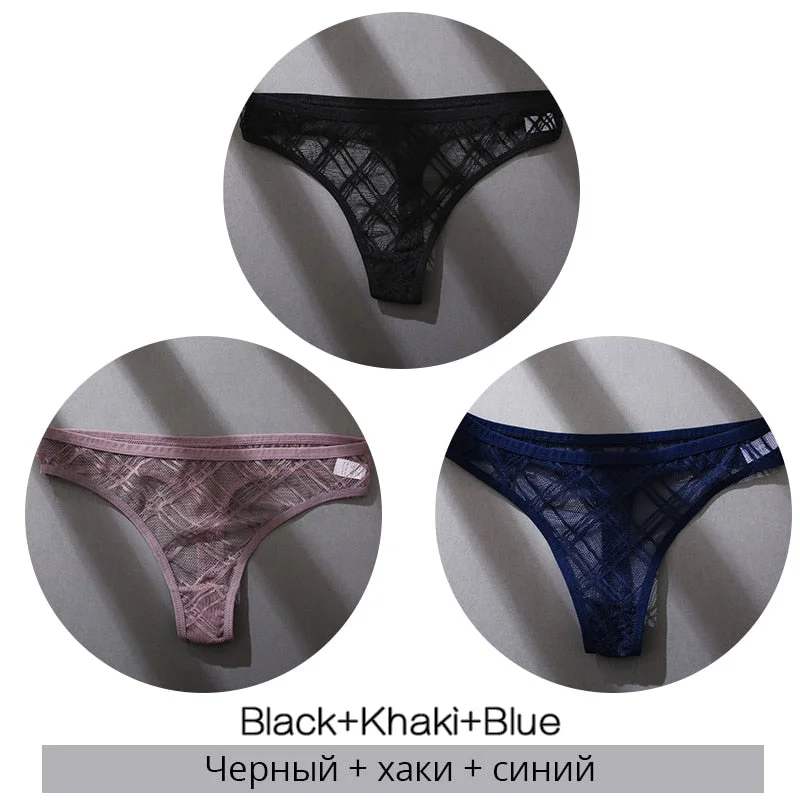 FINETOO Sexy Thongs Panties Women M-XL Transparent Lattice Underwear Ladies Lace G-string Underpants Female Thong Lingerie 2021