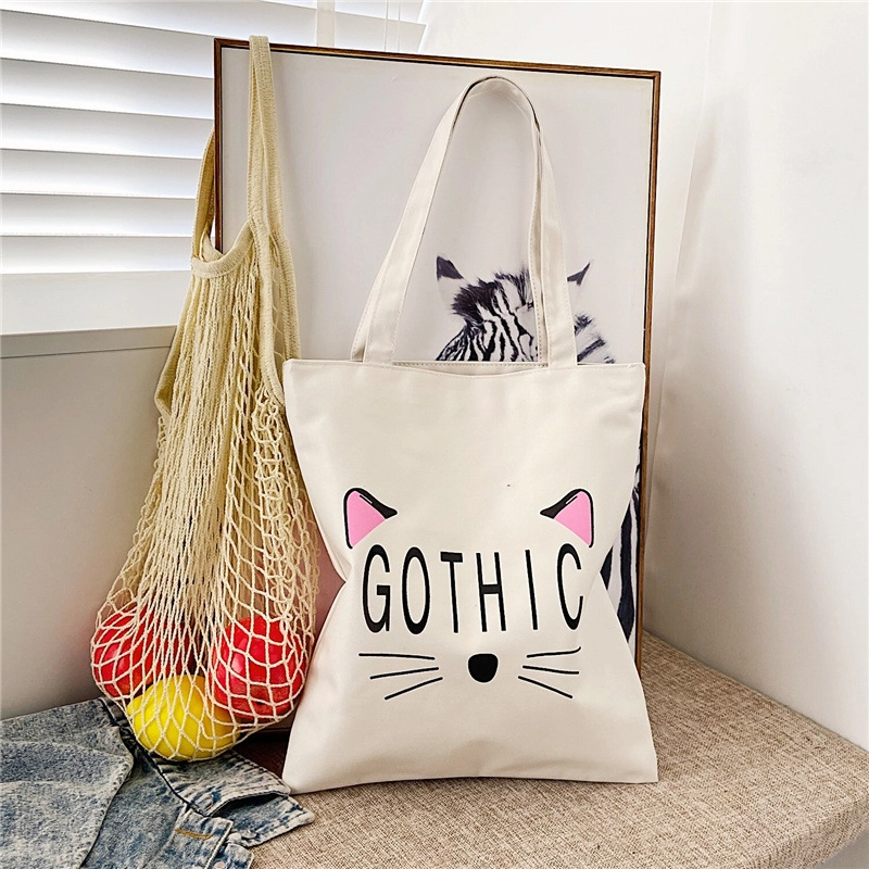 Women's Medium Canvas Letter Classic Style Sewing Thread Square Zipper Canvas Bag