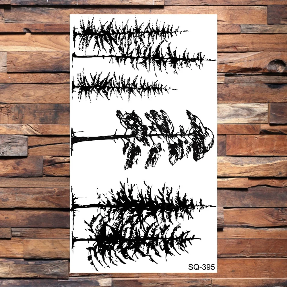 Small Forest Pine Tree Temporary Tattoos For Women Men Realistic Whale Mountain Sea Wave Fake Tattoo Sticker Arm Body Tatoos