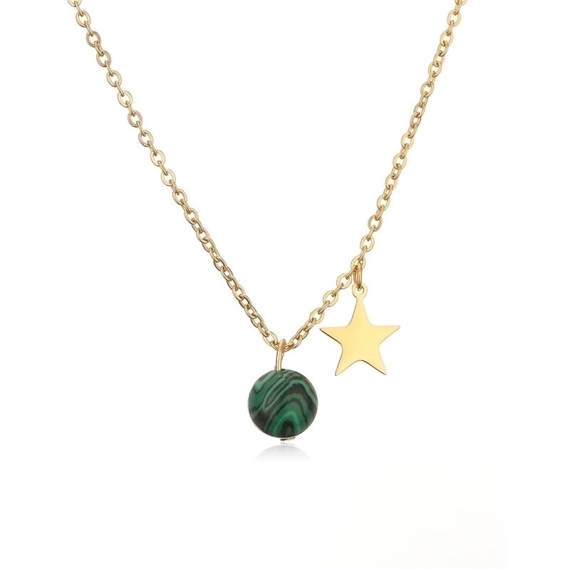 Casual Minimalist Star 304 Stainless Steel Natural Stone Plating Pendant Necklace
