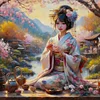 Kimono Girl-11CT Stamped Cross Stitch 50*50cm/19.69*19.69in