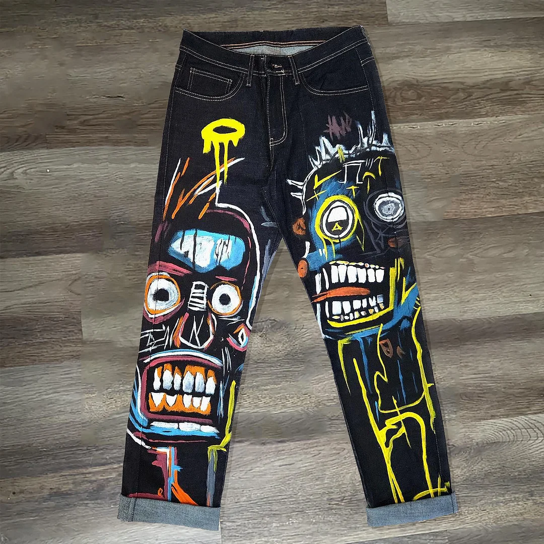 Funny Cartoon Characters Print Jeans