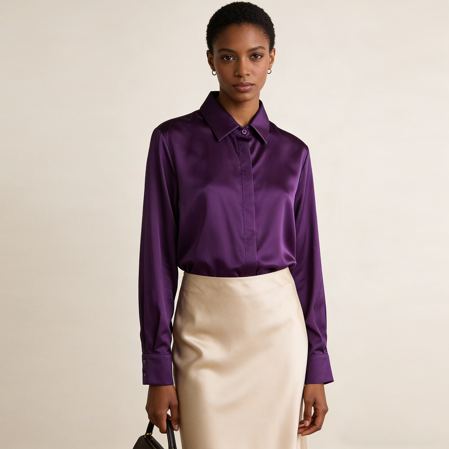 Women's Washable Stretch Silk Square Neck Blouse REAL SILK LIFE