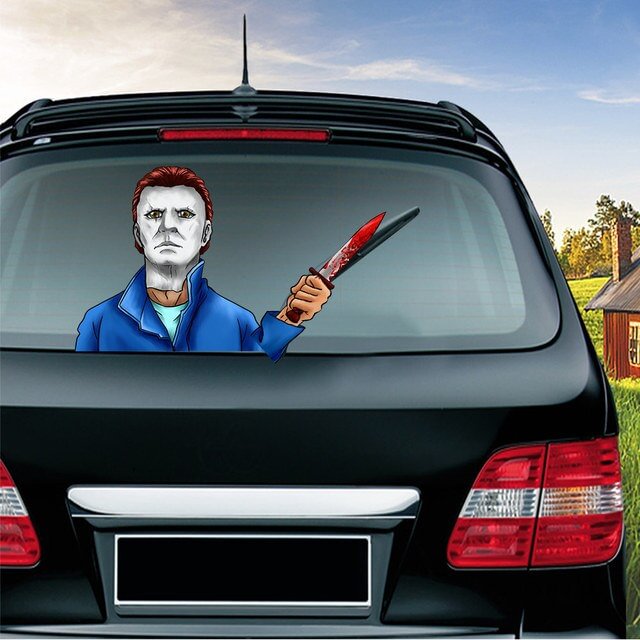 Halloween Horror Car Stickers Removable Rear Windshield Decals Decoration - Michael Myers