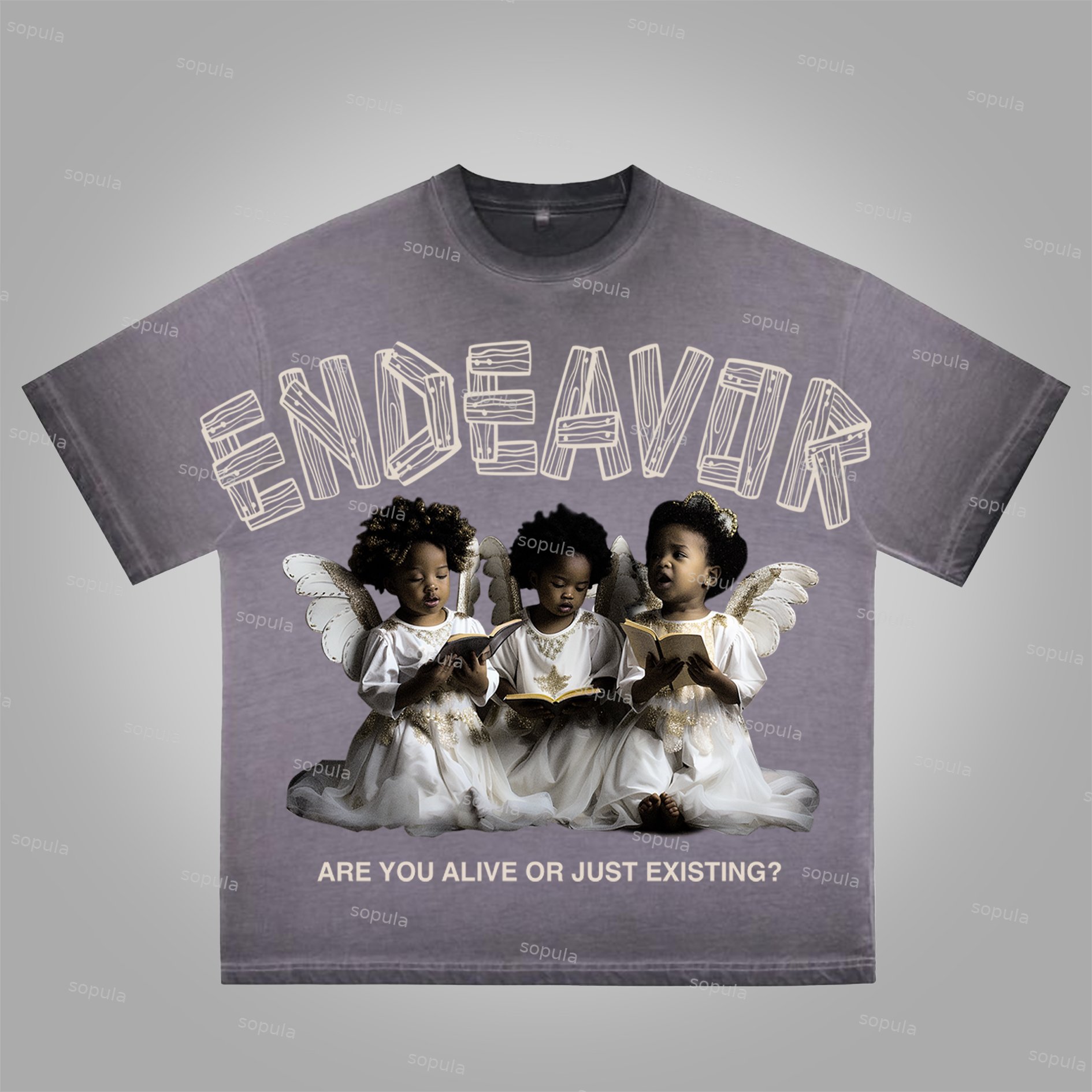 Sopula Are You Alive Or Just Existing Printed Graphics Washed Cotton T-Shirt - SOPULA