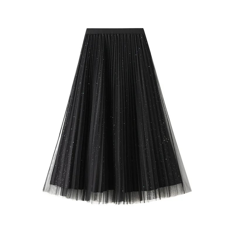 Nigikala Nigikala Silk Folded Skirt Net Yarn Half-Dress Woman Long Yarn Skirt On Both Sides Of The 9230