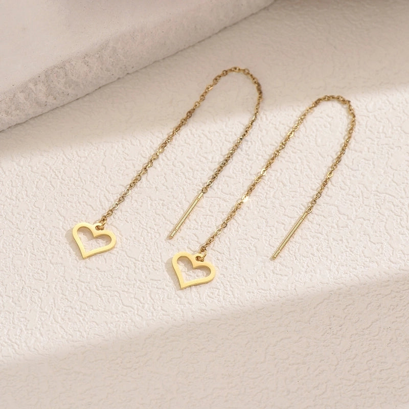 1 Pair IG Style French Style Sweet Starfish Heart Shape Flower 201 Stainless Steel Ear Line