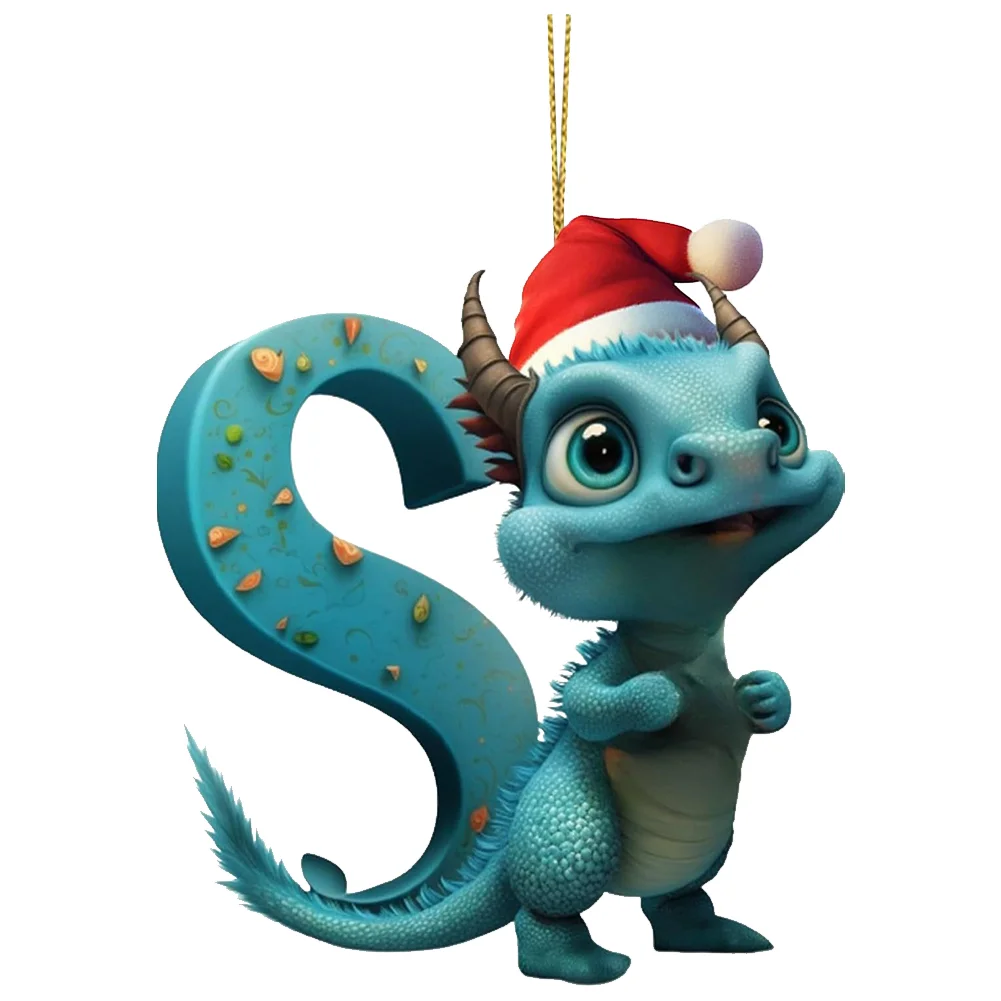 Christmas Cute Dragon Pendants Acrylic Letter Shaped Exquisite for Xmas Tree Car