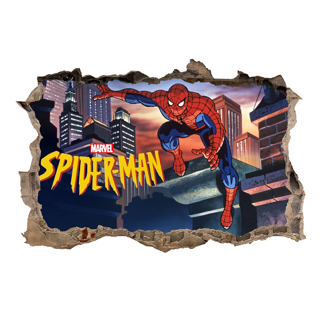 Miles Morales Spider Man Wall Sticker Smashed Wall Decal Kids Adults Bedroom Living Room Decoration
