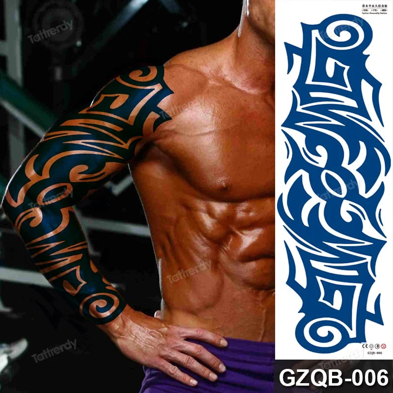 large temporary tattoos full arm sleeve tattoo men totem tribal dragon desgins long lasting tattoo waterproof safe juice ink