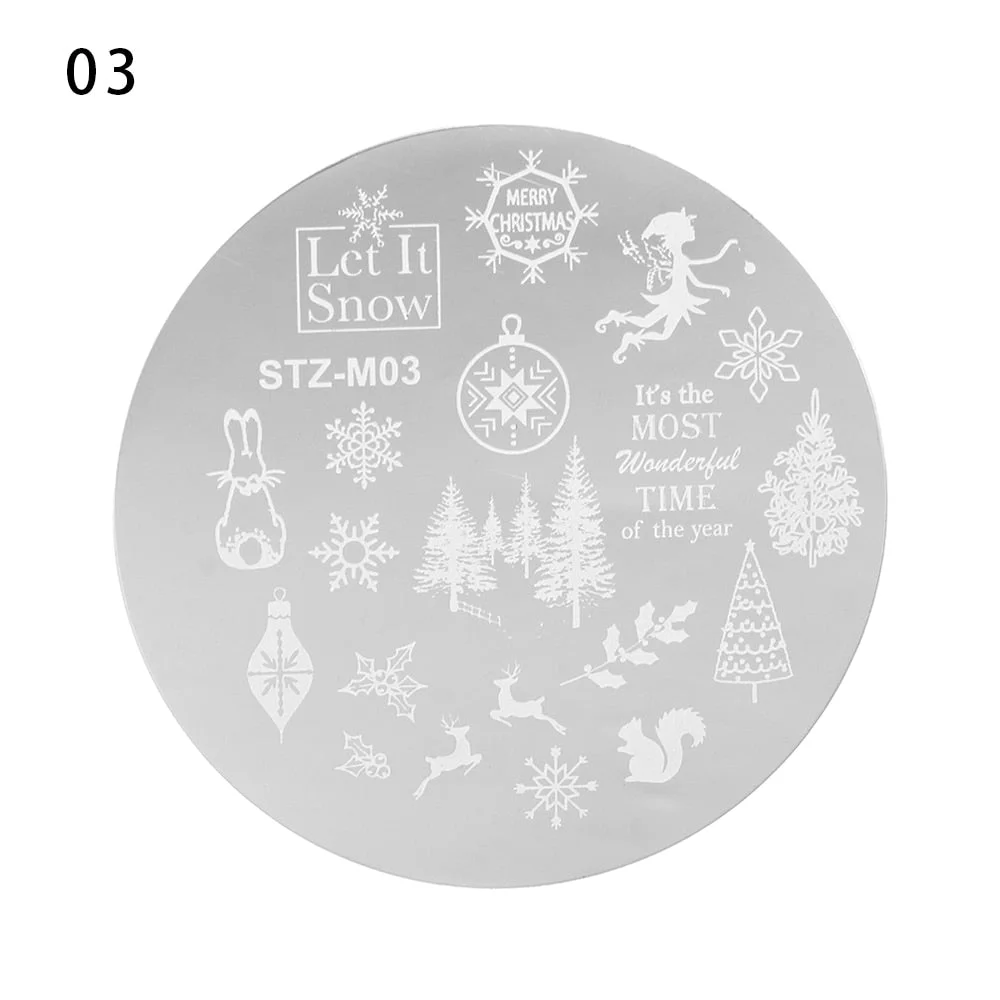 Nail Stamping Plates Snowflake Santa Design Templates Christmas Nails Polish Print Stencils Molds Manicure Nail Stamp Tools-Nail Inspo