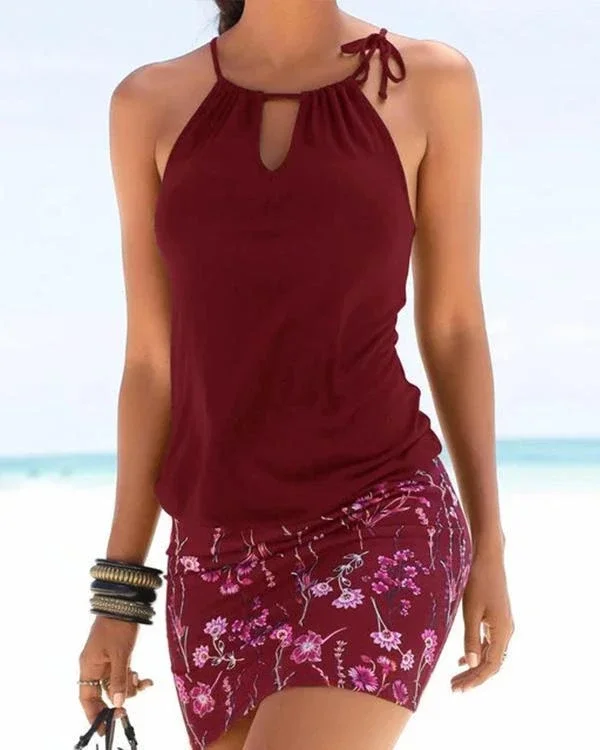 keyhole women summer dresses bodycon beach floral print dresses p124666