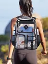 PVC Clear Outdoor Backpack Multi Pocket Transparent Sports Backpack Hiking Bag