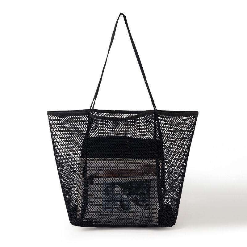 Vacation Khaki Mesh Woven Hollow Out Tote Bag 2024 - Flycurvy 