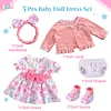 17"-22" Reborn Baby Doll Pink Floral Skirt 5 Pcs Set Clothing Accessories - RBBI-Myrebornbabydoll&reg; Myrebornbabydoll&reg;