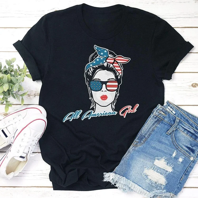 Independence Day America Girl T-shirt Tee-Annaletters