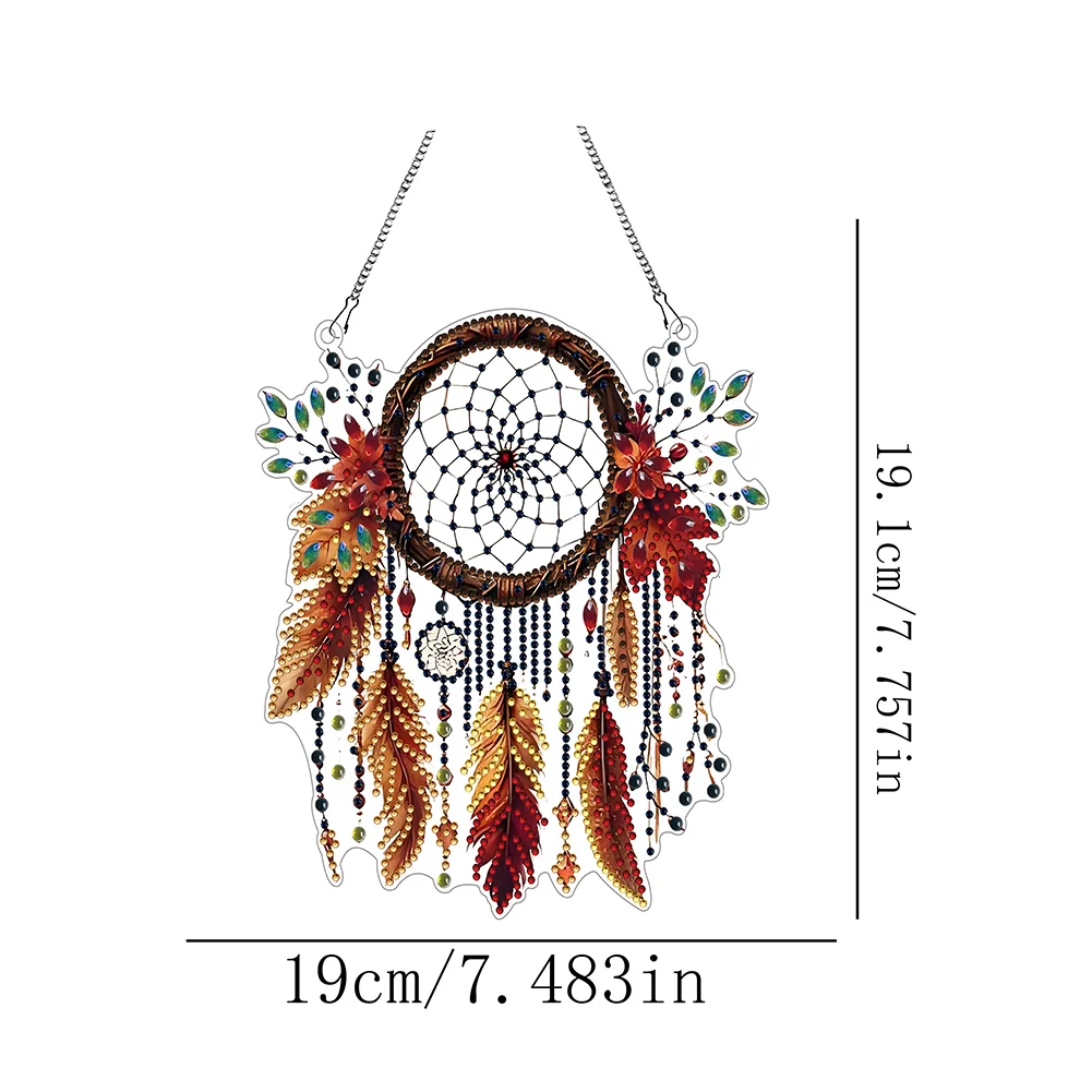 5D DIY Dream Catcher Acrylic Diamond Painting Hanging Pendant for Garden Window Decor 