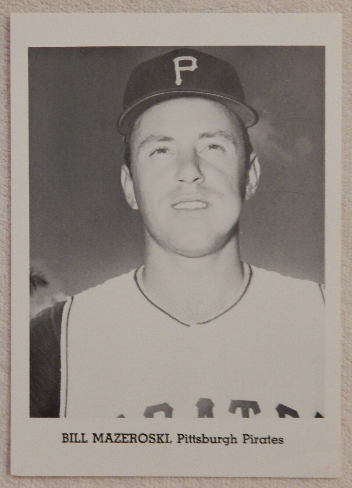 Original 1960's Bill Mazeroski Pittsburgh Pirates Team Issue B&W Photo Poster painting Card 5X7