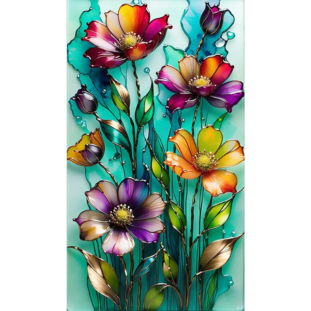 Partial AB Diamond Painting - Full Round Drill - Glass Flower(Canvas|45*75cm)