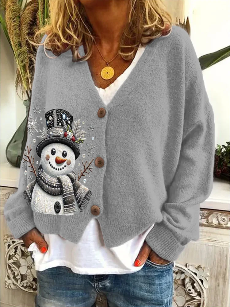 Christmas Snowman Sweater Cardigan