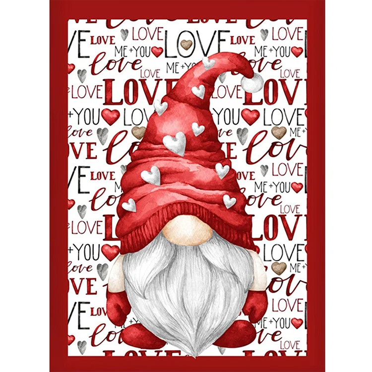 Valentine Gnome 30*40CM(Canvas) Full Round Drill Diamond Painting gbfke