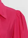 Fashion Contrast Color Long Sleeve Button Belted Long Sleeve Midi Dress