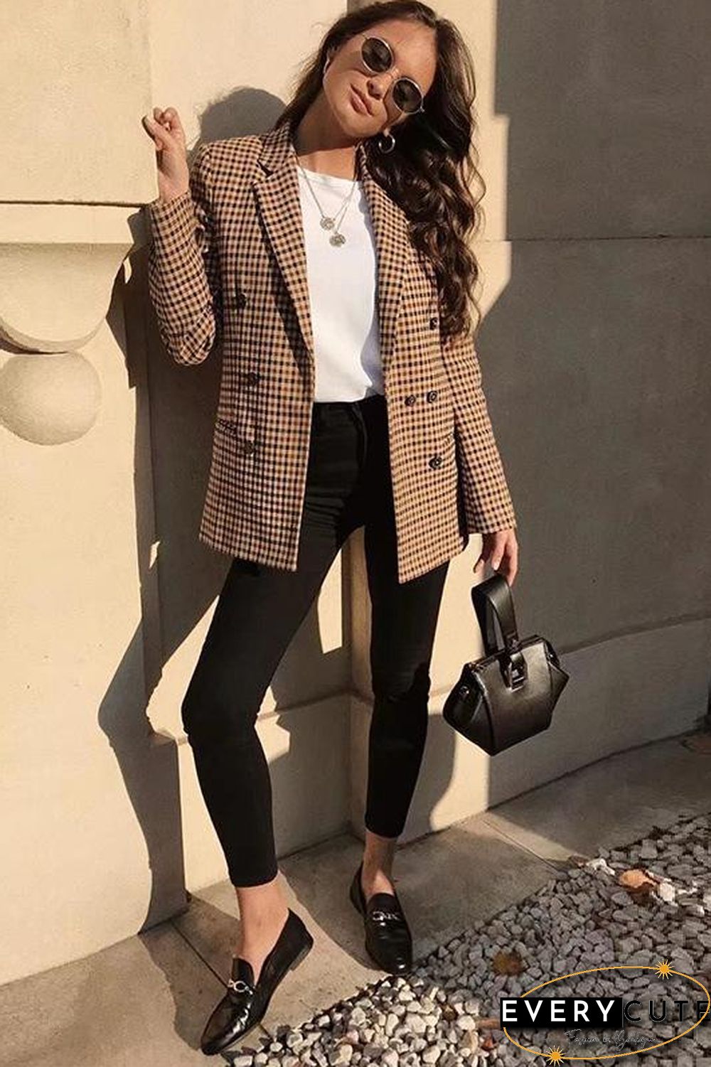 Chic Khaki Suit Blazer