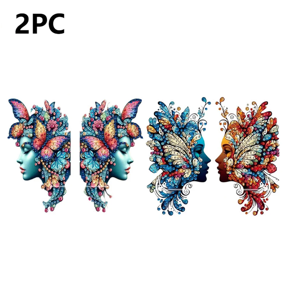 2pcs 2D Flat DIY Diamond Art Pendant DIY Home Decor Hanging Charm (Butterfly)