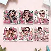 6Pcs Diamond Painting Pink Rose Lady Greeting Card Set with Envelopes for Birthdays Thanksgiving & Special Occasion