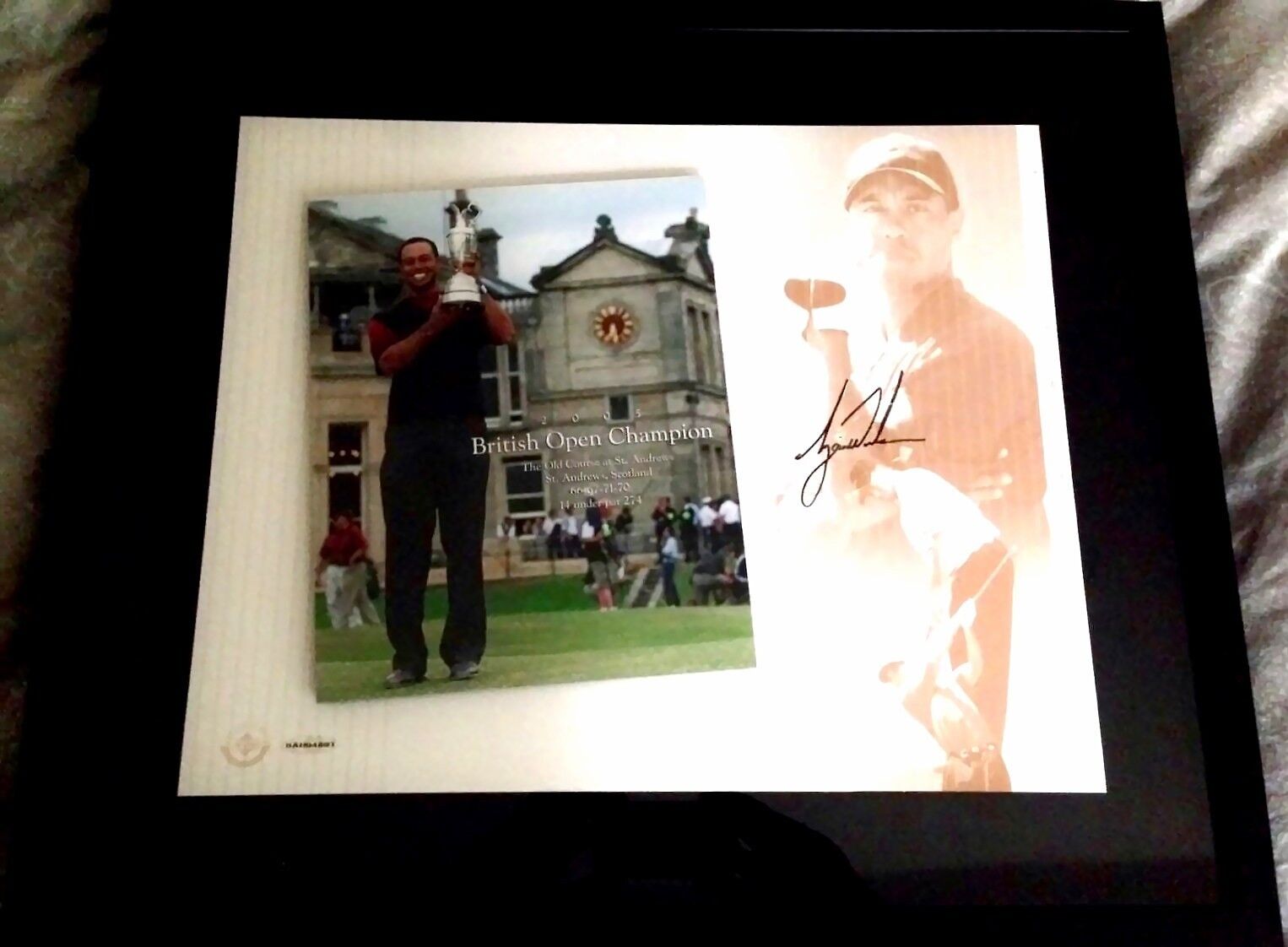 Tiger Woods signed 2005 British Open Champion golf Photo Poster painting poster framed UDA flag