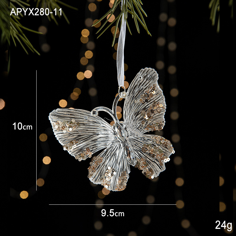 Christmas decorations sequins acrylic pendant transparent snowflake pendant Christmas tree scene layout props-MERUMOTE