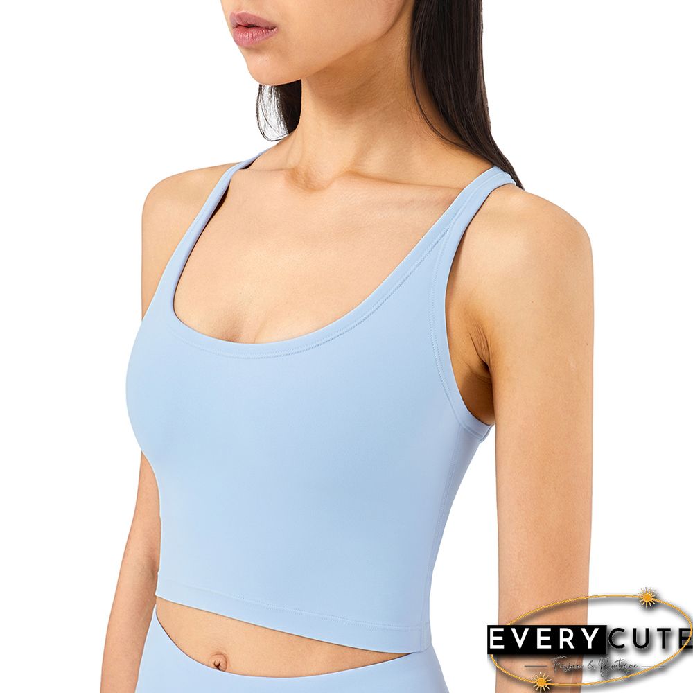 Light Blue Sportswear Push-up Tank Bra