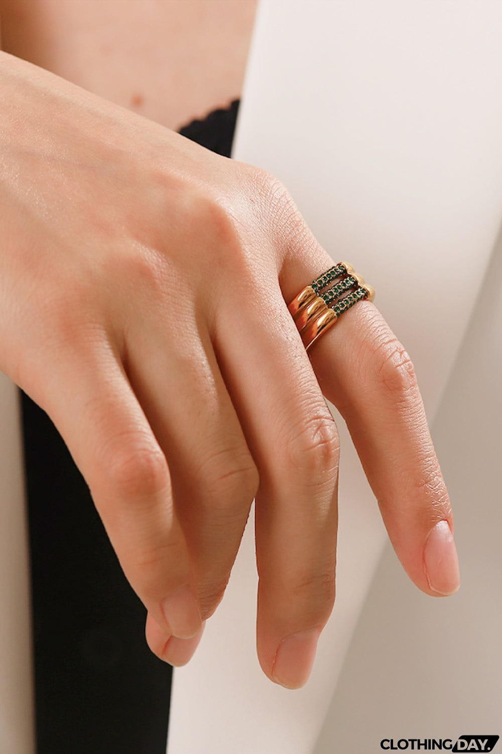 Triple-Layered Rhinestone Ring