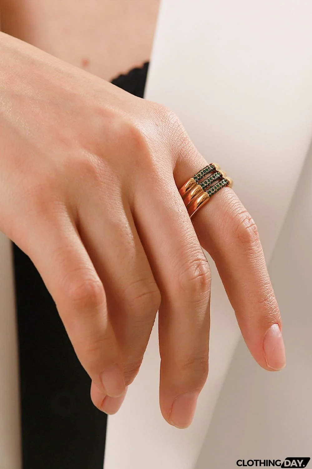 Triple-Layered Rhinestone Ring