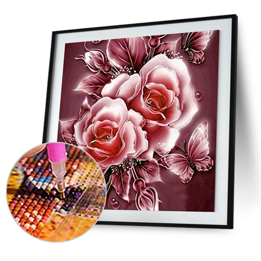 

30*30CM Round Drill Diamond Painting-Rose Red, 501 Original
