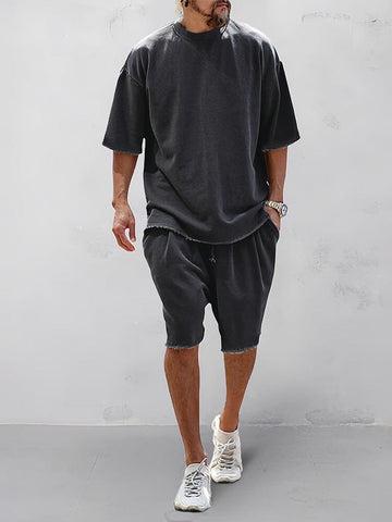 COOFANDY Men's 2-Piece Casual Loose Fit Solid Tracksuit, Mens Clothing 2 Piece Sets for Sports, Comfortable Textured Clothes Sweat Suit