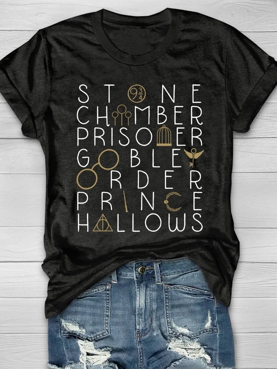 Eagerlys Bookworms Magic Books Teacher Print Short Sleeve T-shirt Eagerlys
