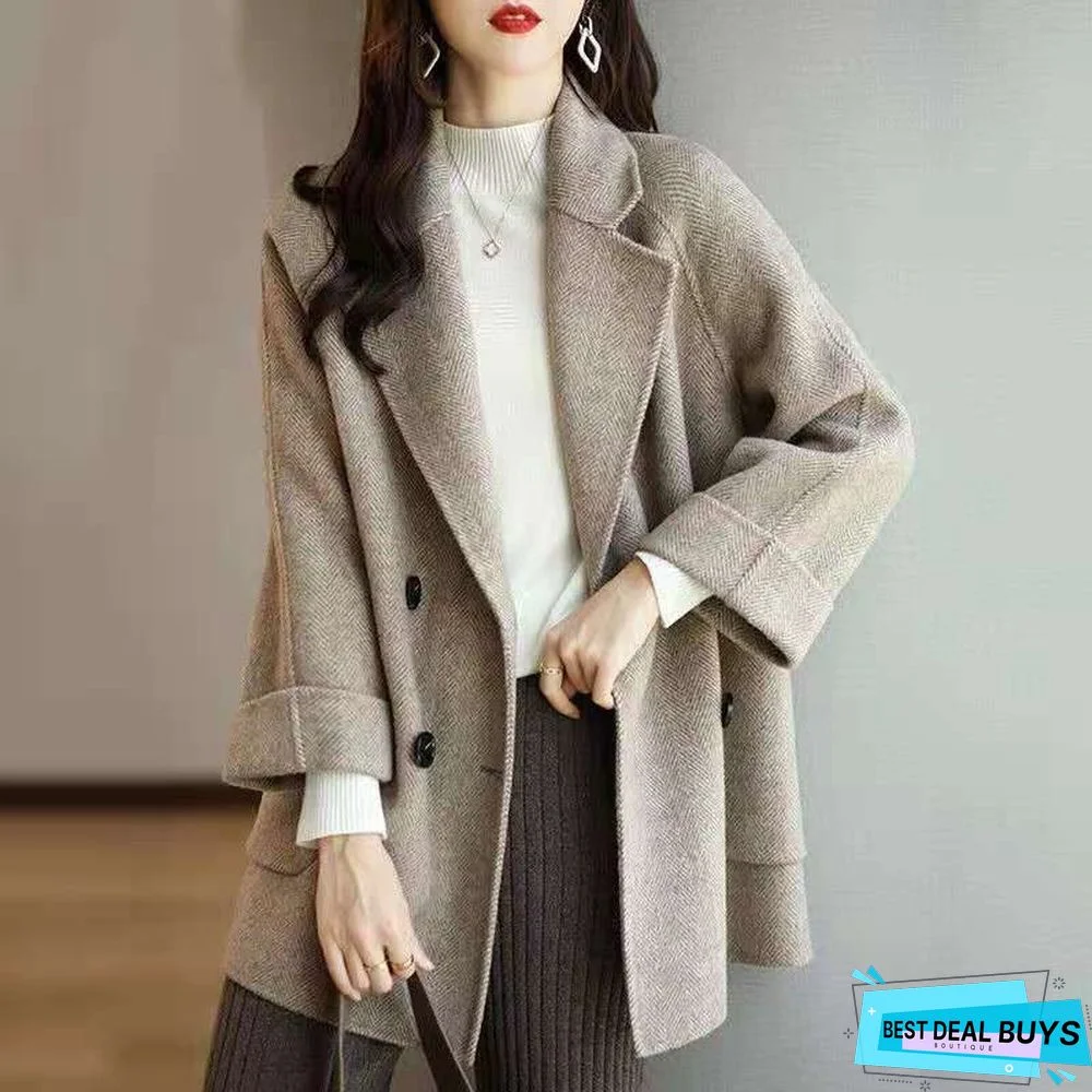 Autumn and Winter Fashion Leisure Thin and Versatile Wool Coat