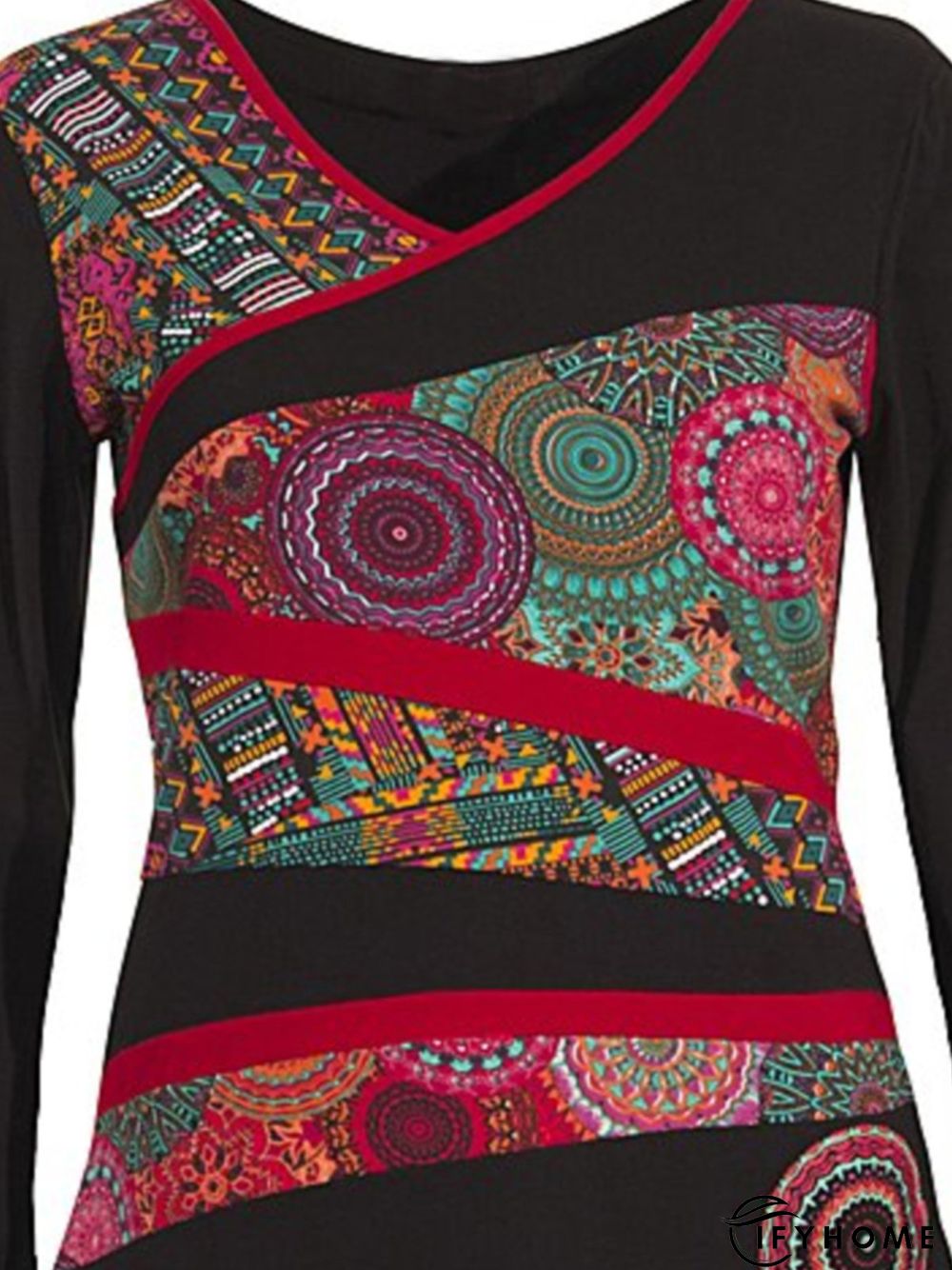 Crew Neck Casual Long Sleeve Printed T-shirt | IFYHOME