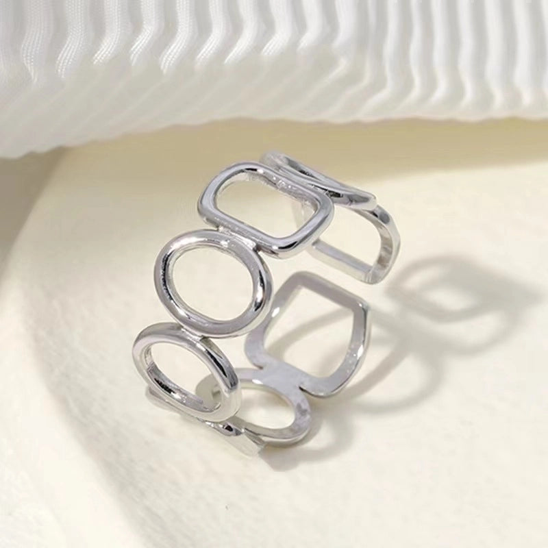 Retro Geometric Stainless Steel Gold Plated Plating Open Rings