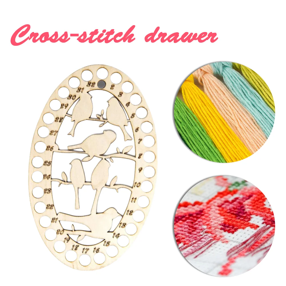32 Positions Embroidery Thread Organizer Wood Cross Stitch Row Line Holder(12.5*20cm)