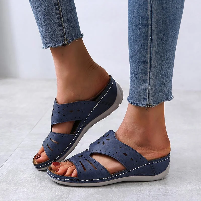 Women'S Sandals Summer Shoes Flats Sandals For Women Wedge Shoes Open Toe Comfy Soft Platform Sandals Wear-Resistant Carved Shoe