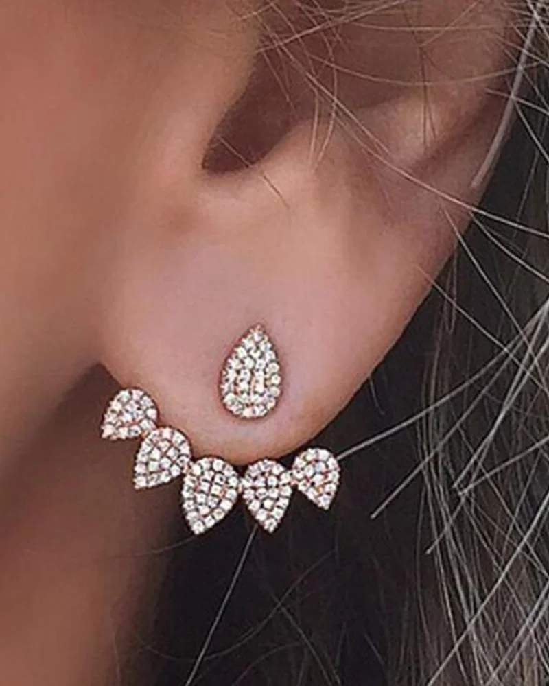 1Pair Waterdrop Shaped Studded Earrings