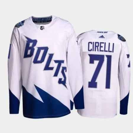 Men's Tampa Bay Lightning #71 Anthony Cirelli 2022 White Stadium Series  Stitched Jersey