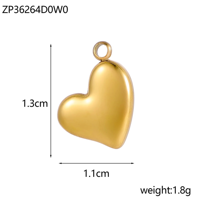 1 Piece 8 * 15mm 304 Stainless Steel Heart Shape Polished Pendant Chain Jewelry Accessories