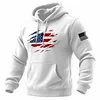 Men's Vintage American Flag Patriotic Print Pocket Long Sleeve Hoodie by Inlyline
