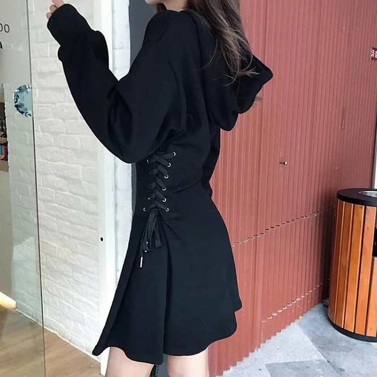 Corset Waist Hooded Dress - Gotamochi Kawaii Shop, Kawaii Clothes