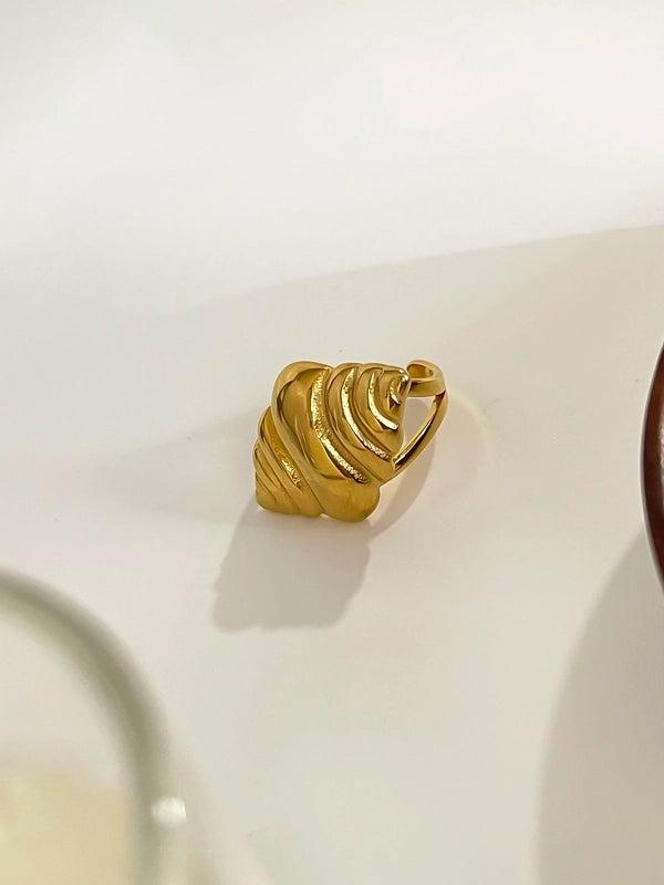 Casual Nordic Style Retro Geometric 316L Stainless Steel  18K Gold Plated Irregular Open Rings