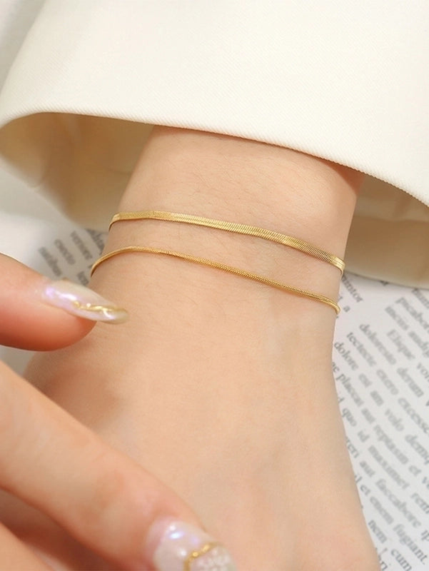 Retro Round Solid Color 304 Stainless Steel 18K Gold Plated Bracelets In Bulk