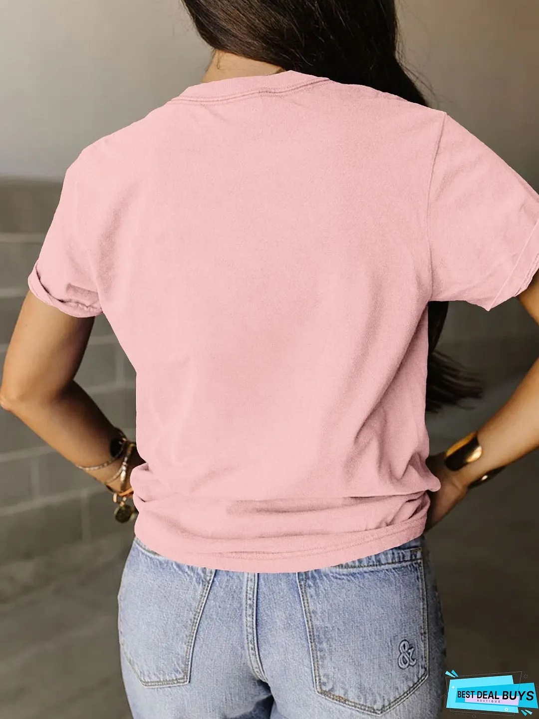 Full Size Letter Graphic Round Neck Short Sleeve T-Shirt